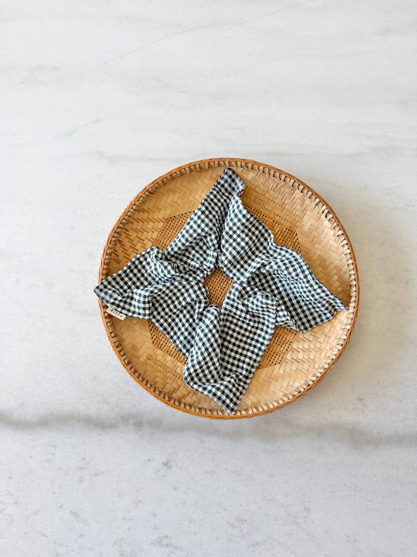 Mini Gingham Diamond Scrunchies - Neutral