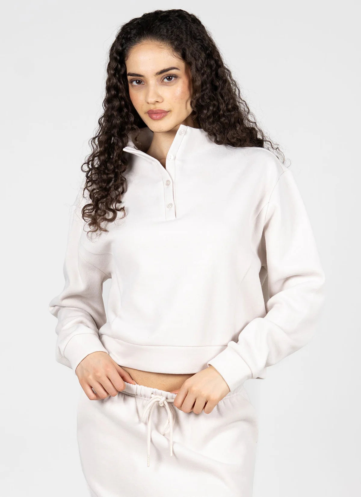 RECYCLED POLY/COTTON HIGH NECK CREW