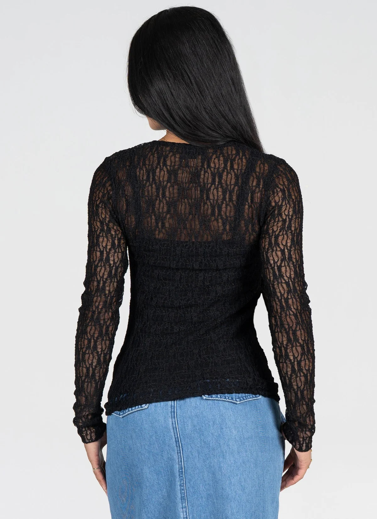 Stretch Lace Crew Neck