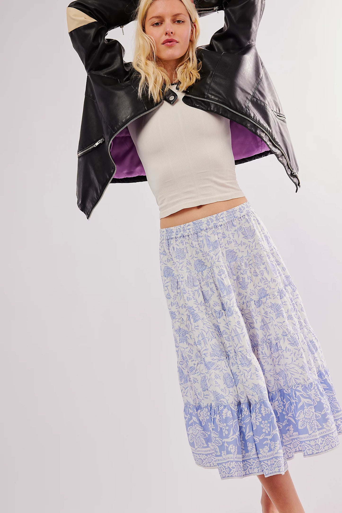 Full Swing Printed Midi Skirt