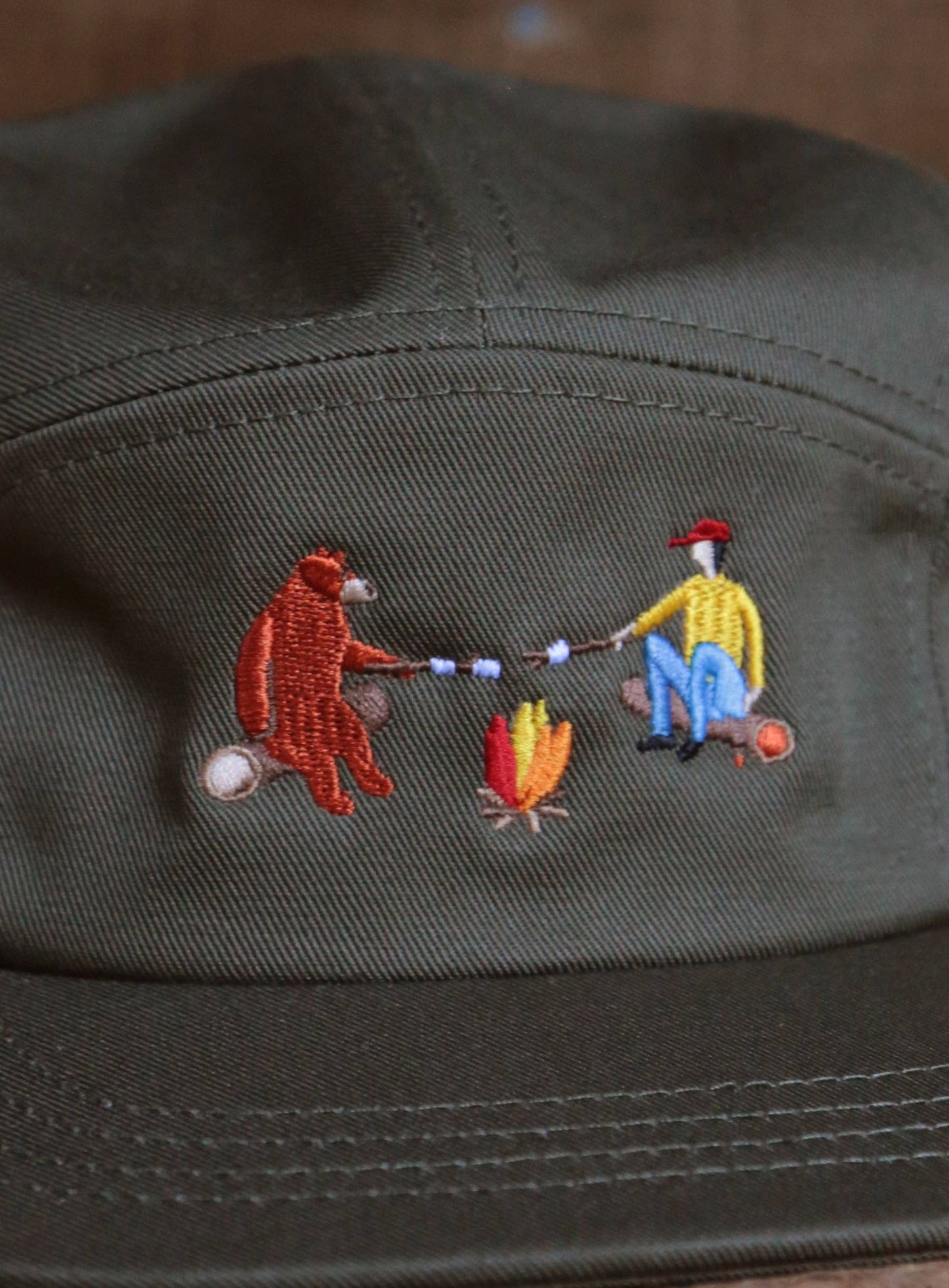 5 Panel - Olive - Campfire Friends Embroidery - CAMP Series