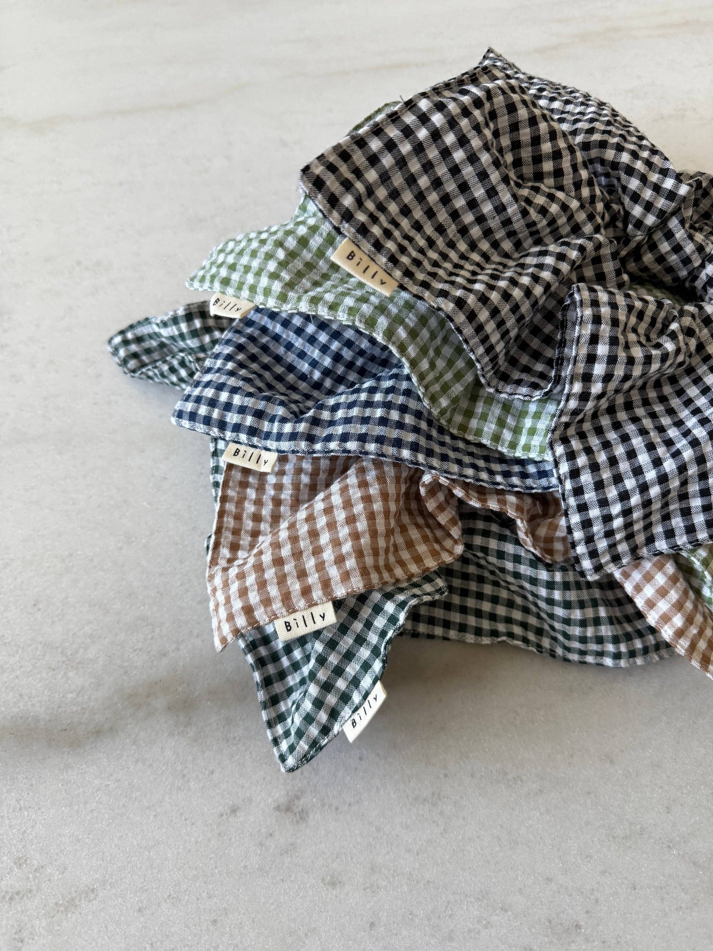 Mini Gingham Diamond Scrunchies - Neutral