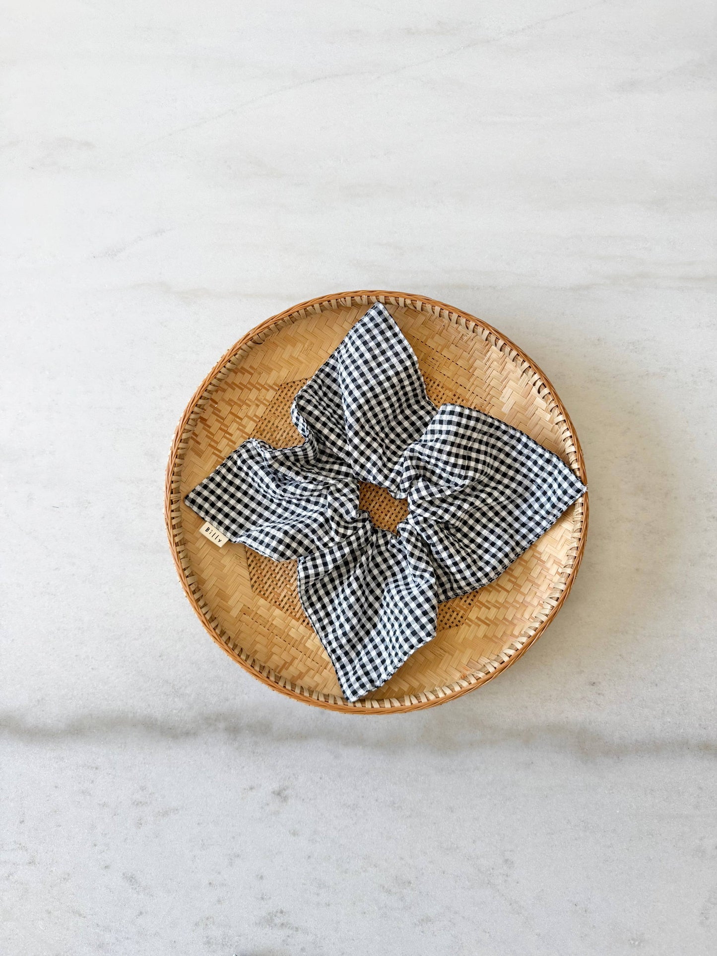 Mini Gingham Diamond Scrunchies - Neutral
