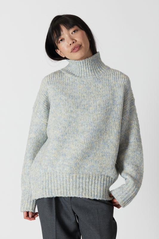 AGGIE - Marled Ribbed Mock Neck