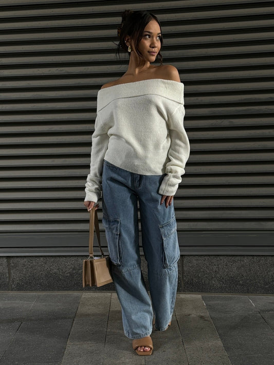 Off-Shoulder Light Weight Sweater