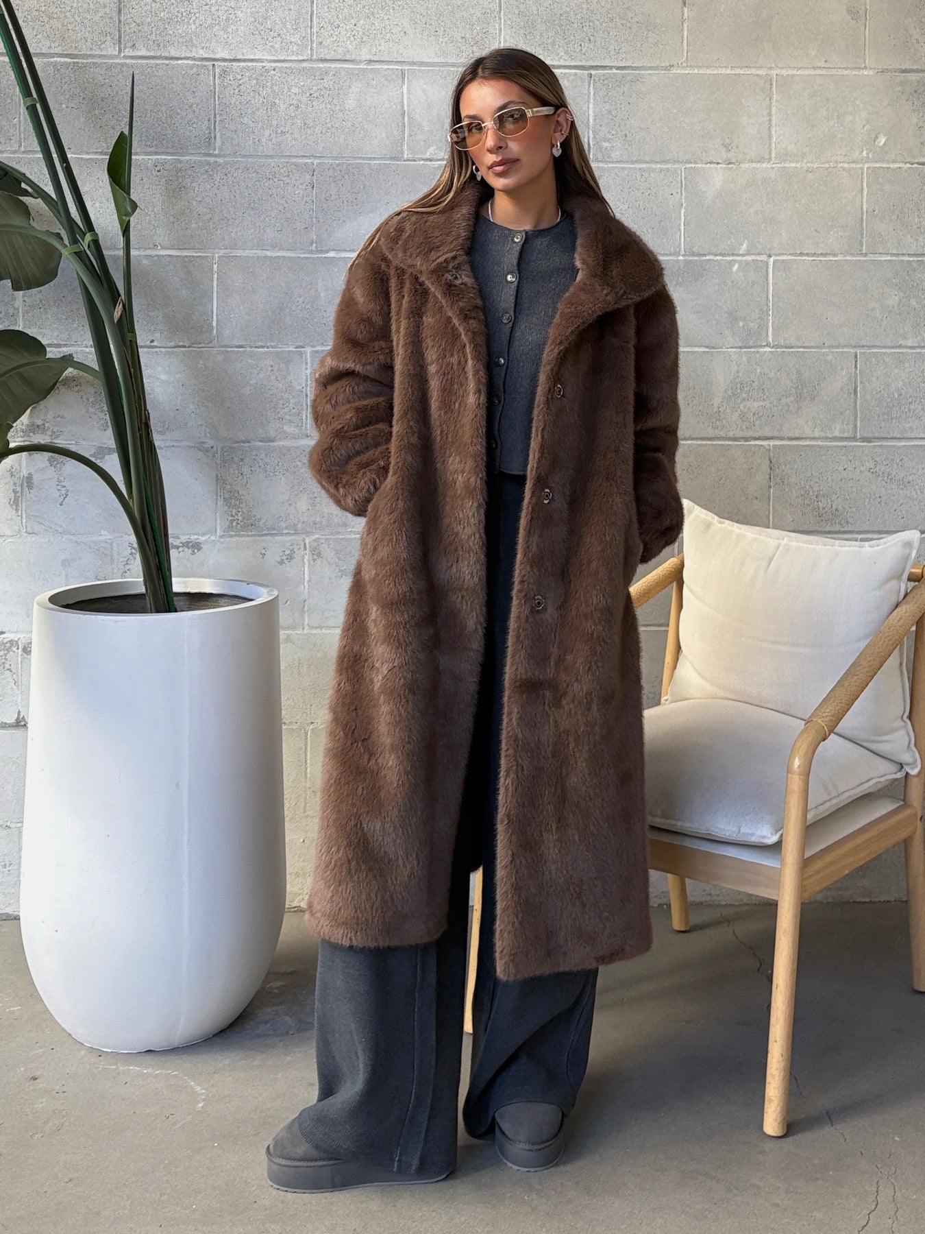 Faux Fur Long Coat