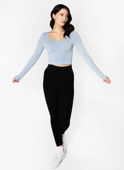 Bamboo L/S Crop Scoop Neck