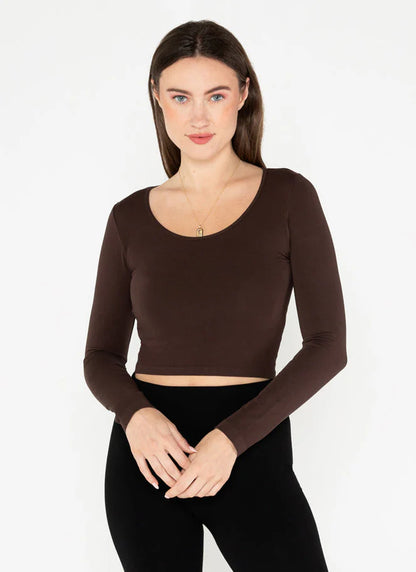 Bamboo L/S Crop Scoop Neck