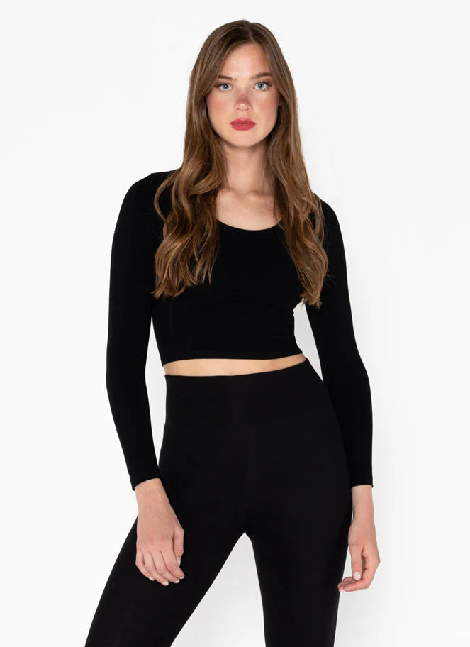 Bamboo L/S Crop Scoop Neck