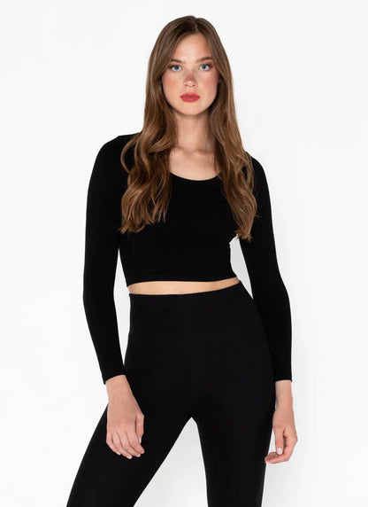 Bamboo L/S Crop Scoop Neck