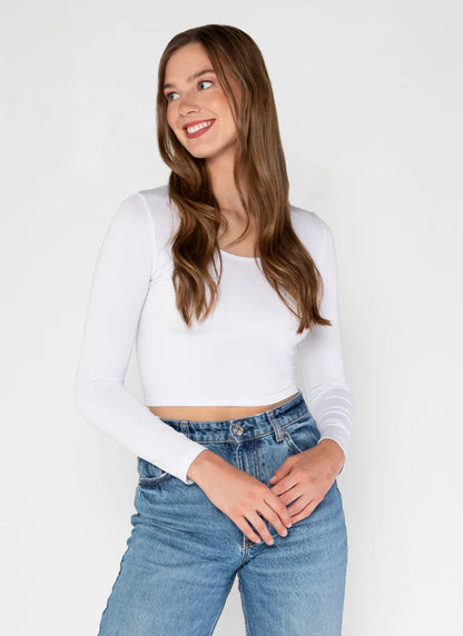 Bamboo L/S Crop Scoop Neck
