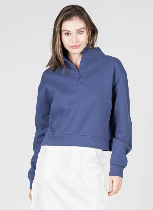 RECYCLED POLY/COTTON HIGH NECK CREW