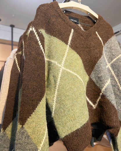 Brushed Relaxed Fit Argyle Sweater