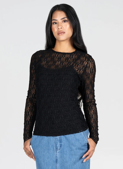 Stretch Lace Crew Neck