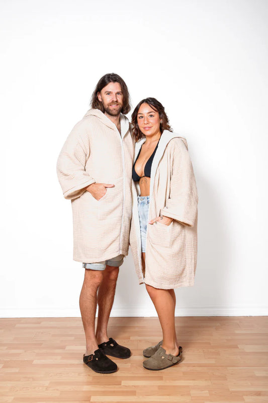The Polar | Unisex Fleece-lined Muslin Zip Poncho
