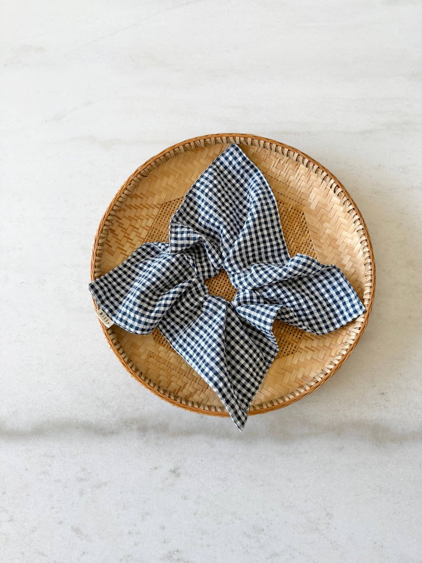 Mini Gingham Diamond Scrunchies - Neutral