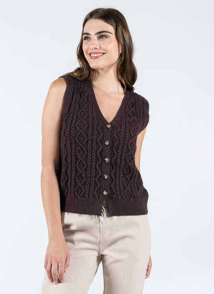 Button Down Cable Knit Vest - Wild and Heart