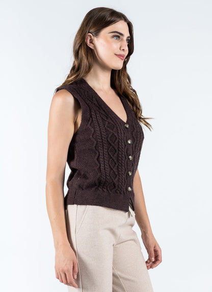 Button Down Cable Knit Vest - Wild and Heart