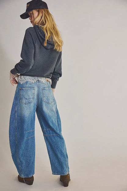 We The Free Good Luck Mid-Rise Barrel Jeans