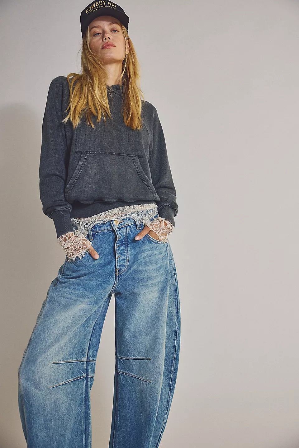 We The Free Good Luck Mid-Rise Barrel Jeans