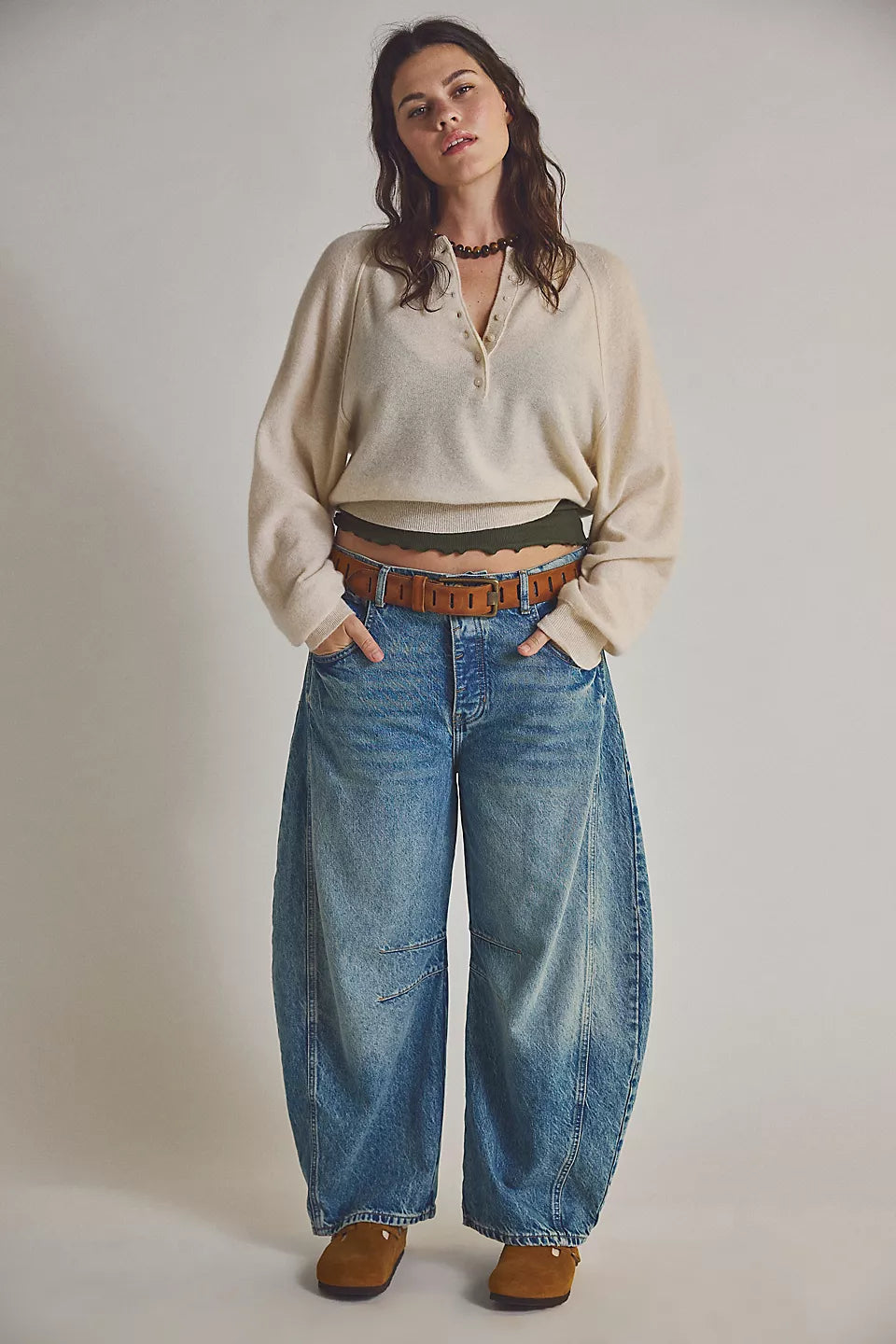 We The Free Good Luck Mid-Rise Barrel Jeans