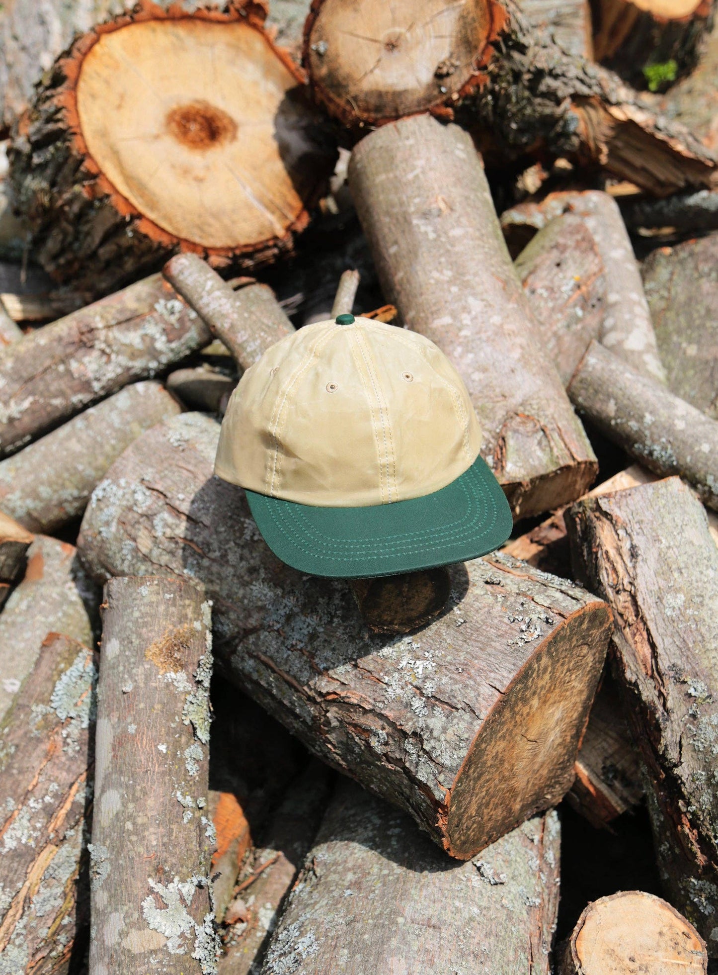 6 Panel - Blank - Tan/Forest Waxed Cotton Canvas