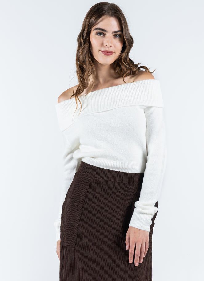 Off Shoulder Light Weight Sweater - Wild and Heart