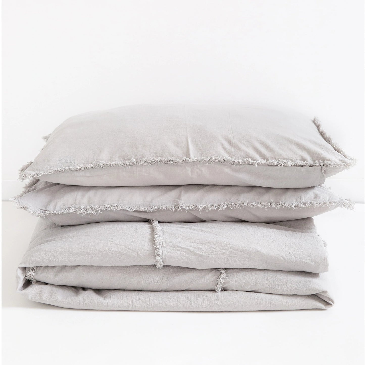The Eve Duvet Set - Queen Size - Optic White, Stone Grey - wild and heart